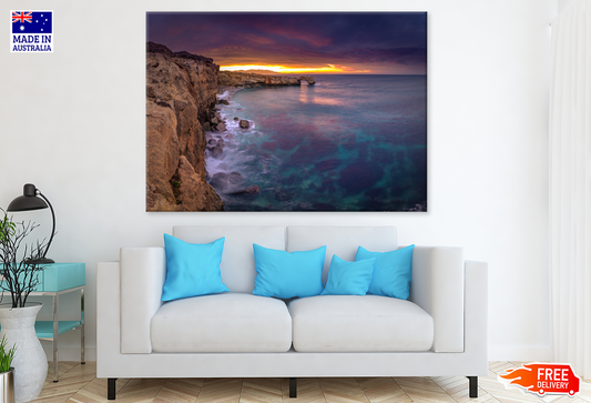 Mountain Rocks & Sea Sunset View Print 100% Australian Made