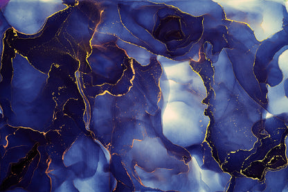 Blue Black & Gold Abstract Design Home Decor Premium Quality Poster Print Choose Your Sizes