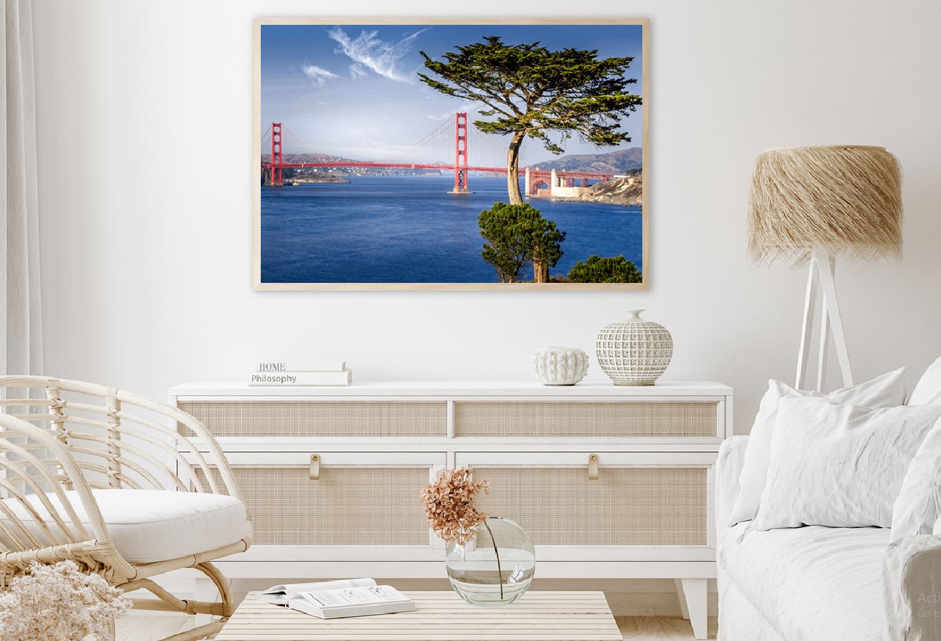 Golden Gate Bridge & Cypress Tree View Photograph Home Decor Premium Quality Poster Print Choose Your Sizes