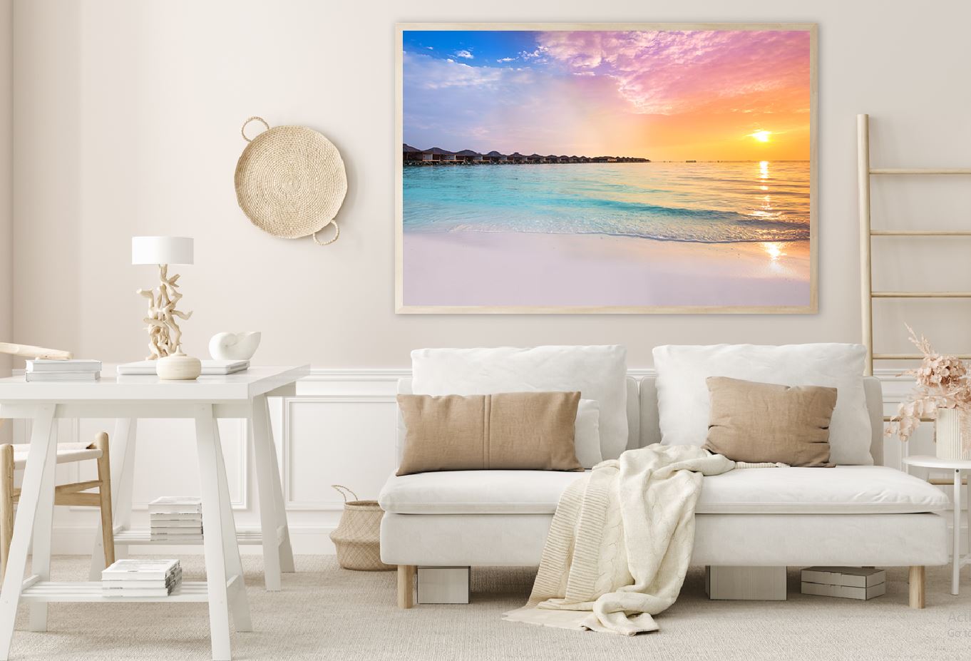 Sunset at Tropical Resort Sea View Photograph Home Decor Premium Quality Poster Print Choose Your Sizes