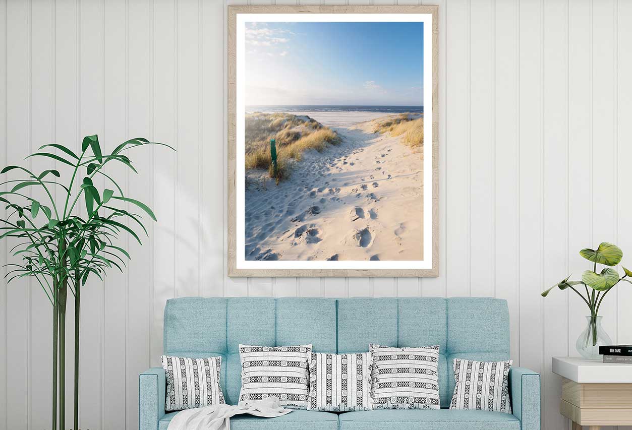 Dunes North Sea with Blue Sky Photograph Home Decor Premium Quality Poster Print Choose Your Sizes