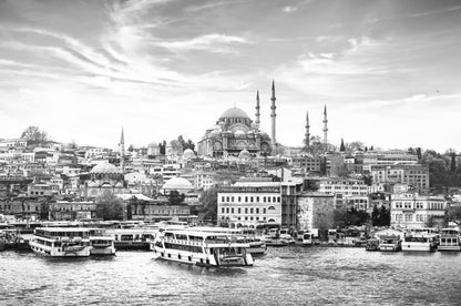 Istanbul City in Turkey B&W Photograph Print 100% Australian Made