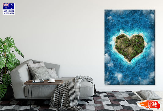 Heart Island Aerial View Photograph Print 100% Australian Made