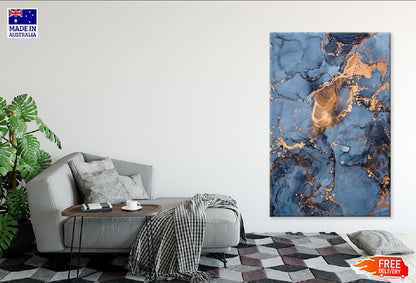 Blue & Gold Tile Abstract Design Print 100% Australian Made