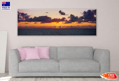 Panoramic Canvas Sunset Sky Sea View Photograph High Quality 100% Australian Made Wall Canvas Print Ready to Hang