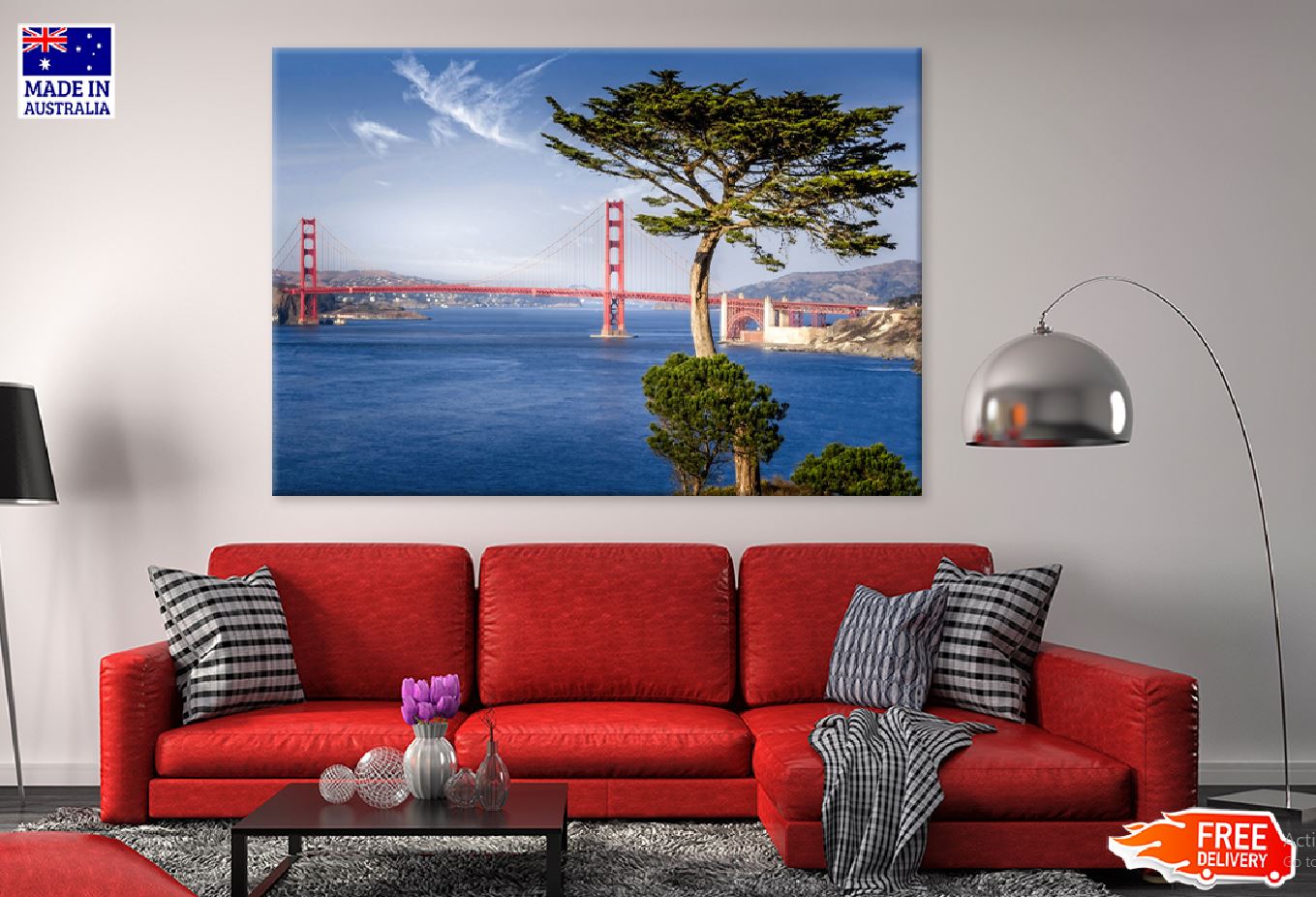 Golden Gate Bridge & Cypress Tree Photograph Print 100% Australian Made