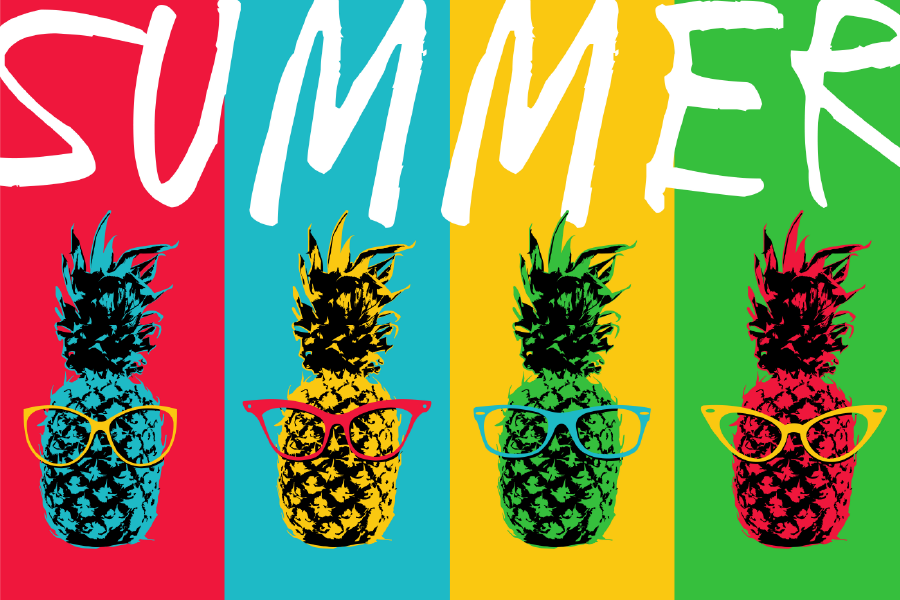 Colorful Pinapples With Glasses Print 100% Australian Made