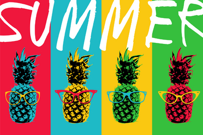 Colorful Pinapples With Glasses Print 100% Australian Made