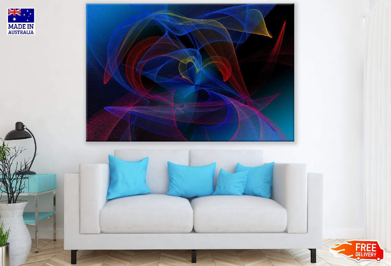 Red Blue & Yellow Digital Abstract Design Print 100% Australian Made