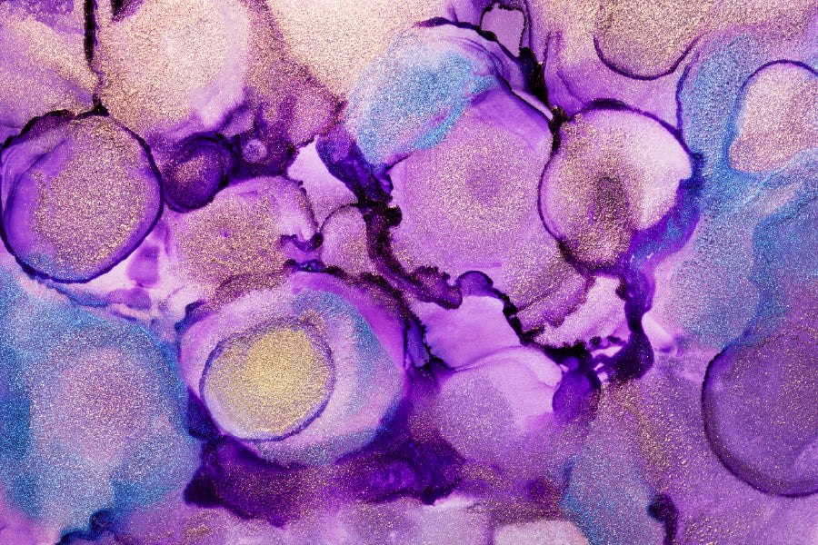 Blue & Purple Gold Ink Abstract Design Home Decor Premium Quality Poster Print Choose Your Sizes