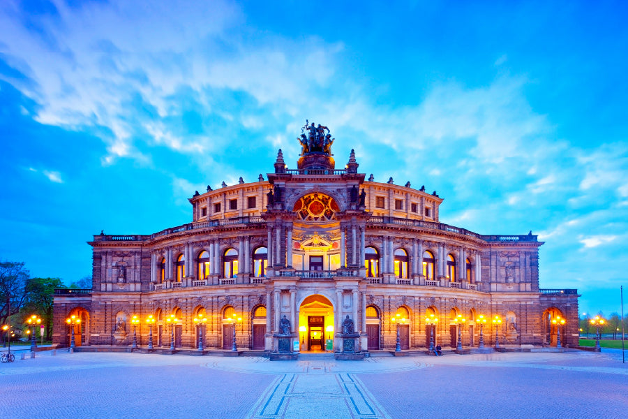 Dresden Semperoper at Twilight Photograph Home Decor Premium Quality Poster Print Choose Your Sizes