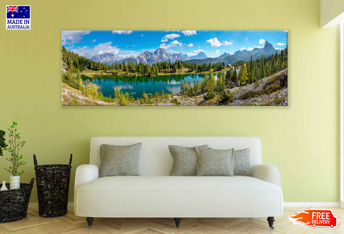 Panoramic Canvas Lake & Forest Sky Scenery Photograph High Quality 100% Australian Made Wall Canvas Print Ready to Hang