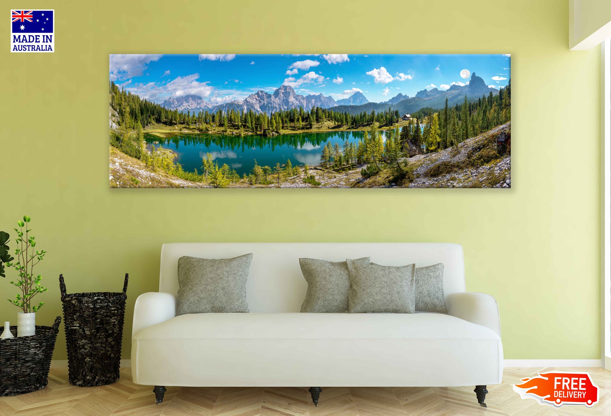 Panoramic Canvas Lake & Forest Sky Scenery Photograph High Quality 100% Australian Made Wall Canvas Print Ready to Hang