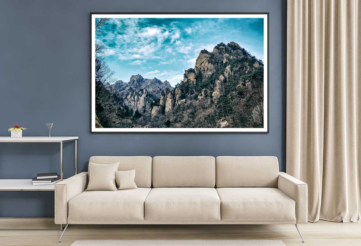 Korea Forest Mountains with Sky Photograph Home Decor Premium Quality Poster Print Choose Your Sizes