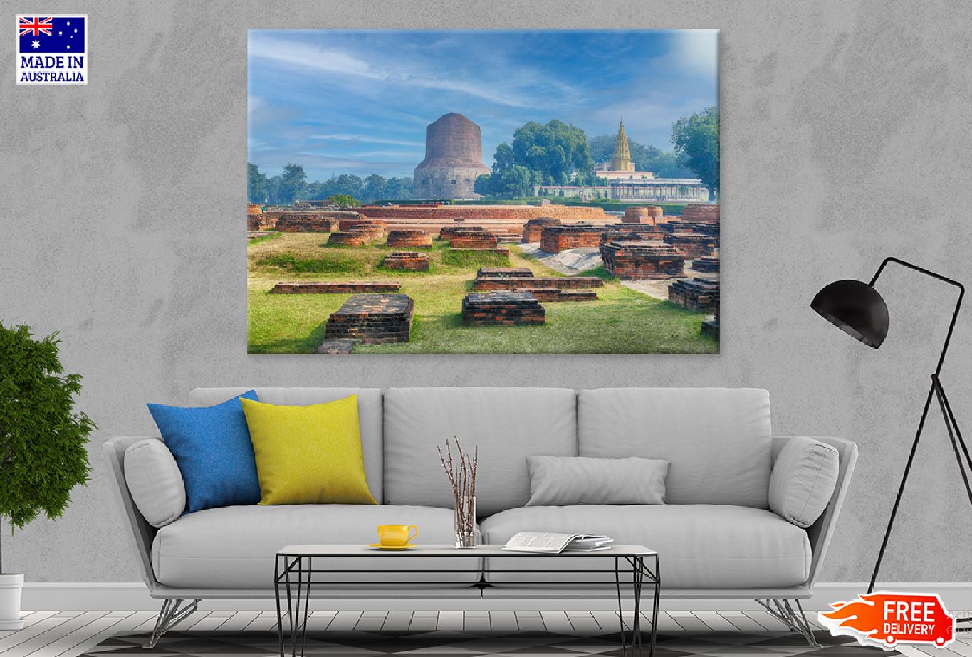 Dhamek Stupa & Blue Sky View Photograph Print 100% Australian Made