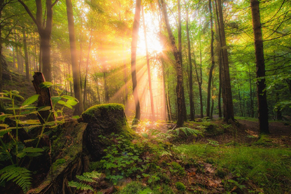 Sunrays in Forest Photograph Print 100% Australian Made