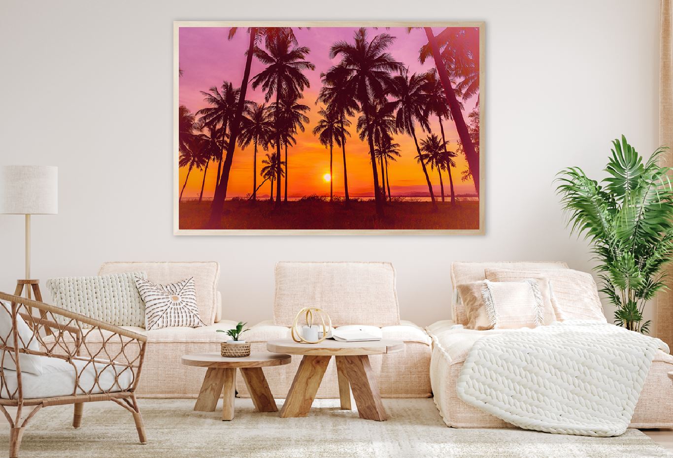 Coconut Palm Trees at Sunset View Photograph Home Decor Premium Quality Poster Print Choose Your Sizes