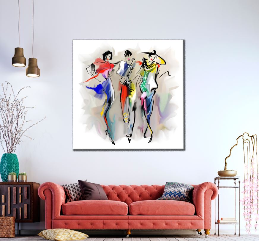 Square Canvas Fashion Girls Watercolor Painting High Quality Print 100% Australian Made