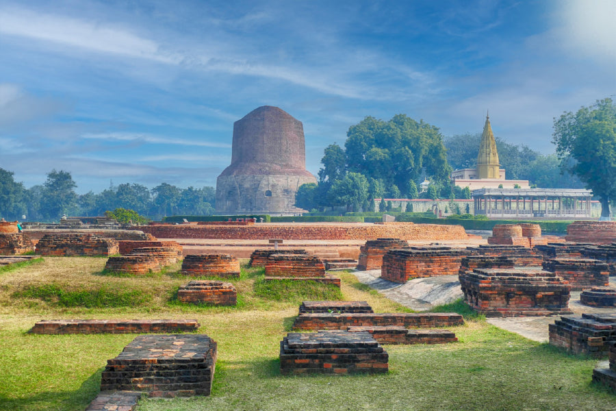 Dhamek Stupa & Blue Sky View Photograph Print 100% Australian Made