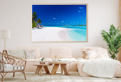 Palm Trees & White Sandy Beach Photograph Home Decor Premium Quality Poster Print Choose Your Sizes