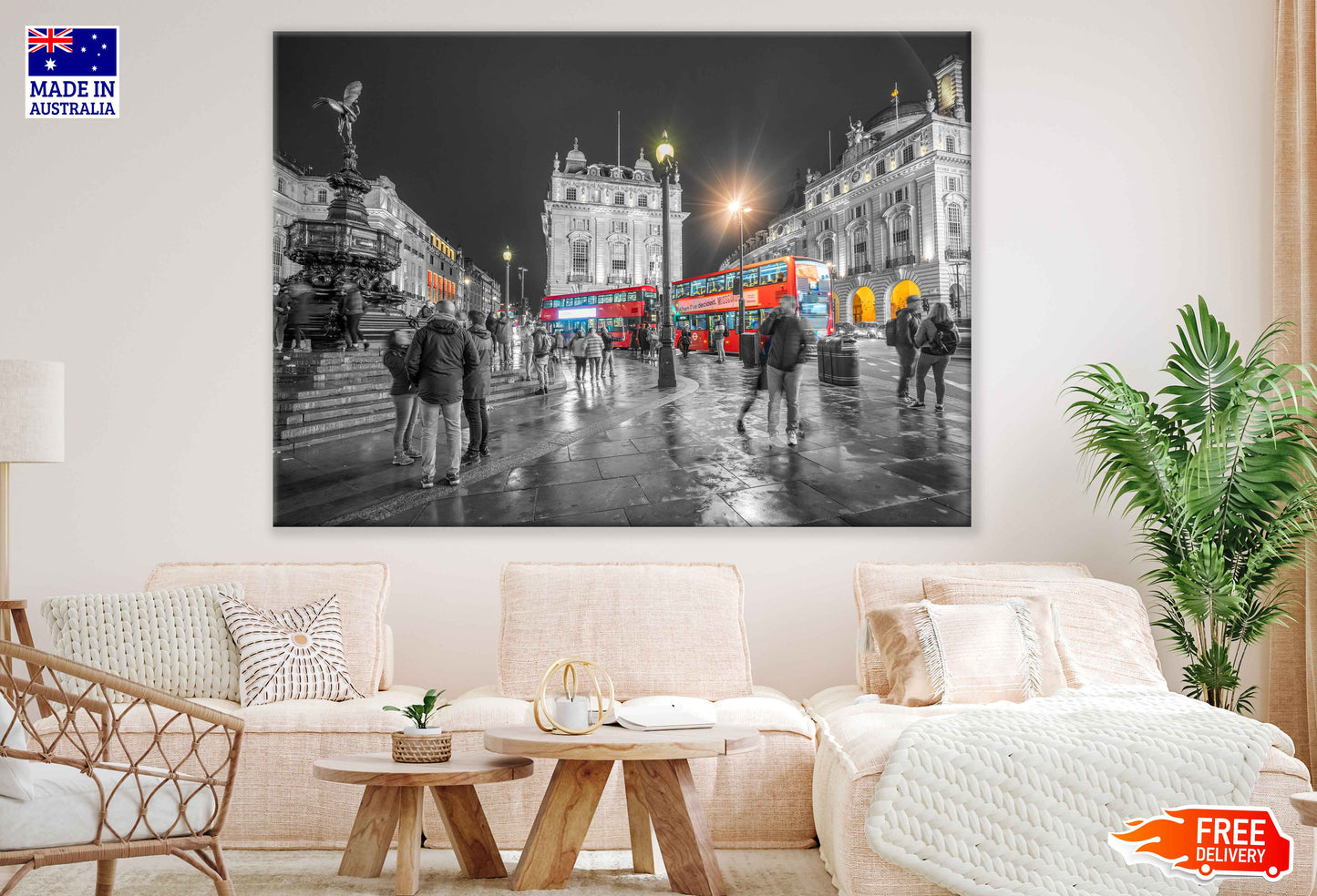 Red Buses in Anteros B&W View Photograph Print 100% Australian Made