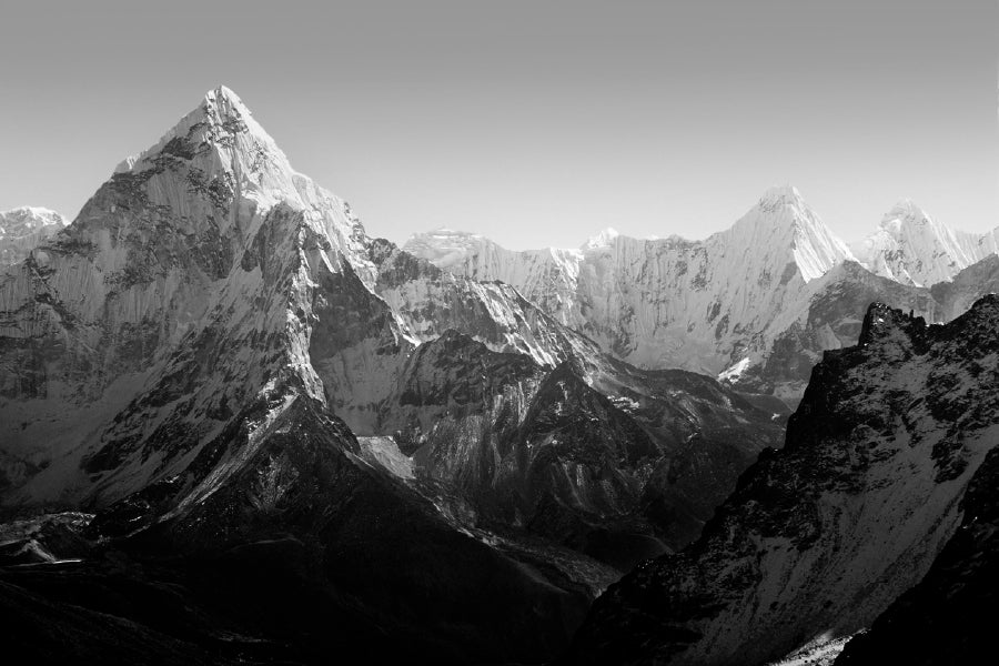 Snowy Mountains View B&W Photograph Print 100% Australian Made