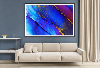 Blue Red & Gold Abstract Design Home Decor Premium Quality Poster Print Choose Your Sizes