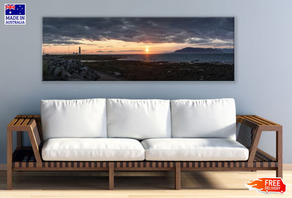 Panoramic Canvas Sea Sunset Scenery High Quality 100% Australian Made Wall Canvas Print Ready to Hang