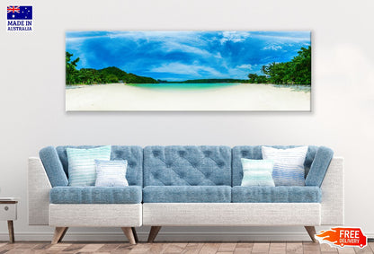 Panoramic Canvas Beach on Island View Photograph High Quality 100% Australian Made Wall Canvas Print Ready to Hang