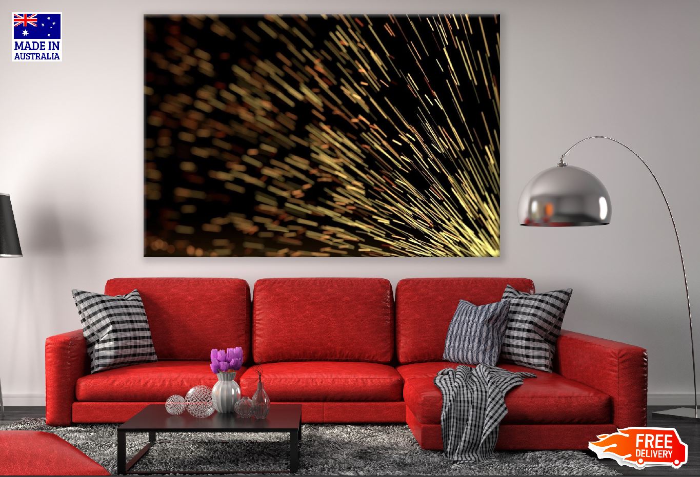 Gold Lines Digital Abstract Design Print 100% Australian Made