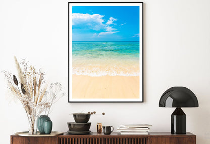 Empty Beach with Cloudy Blue Sky Photograph Home Decor Premium Quality Poster Print Choose Your Sizes