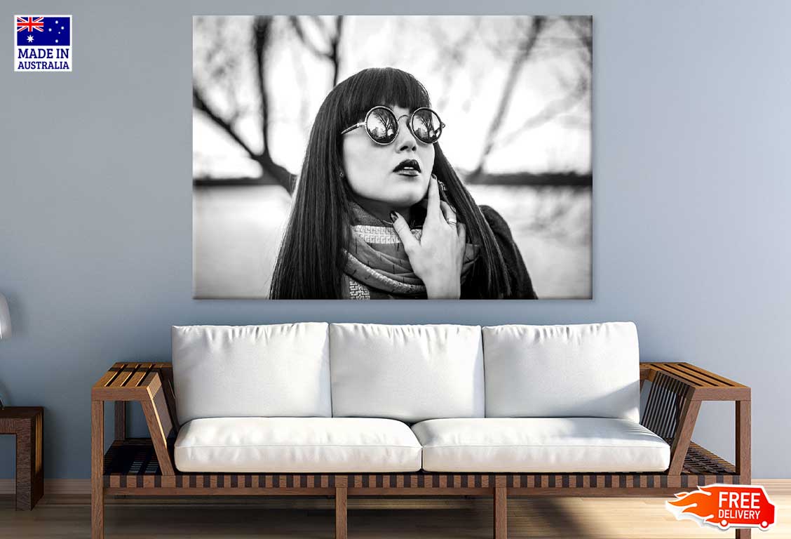 Stylish Girl with Sunglasses B&W Photograph Print 100% Australian Made