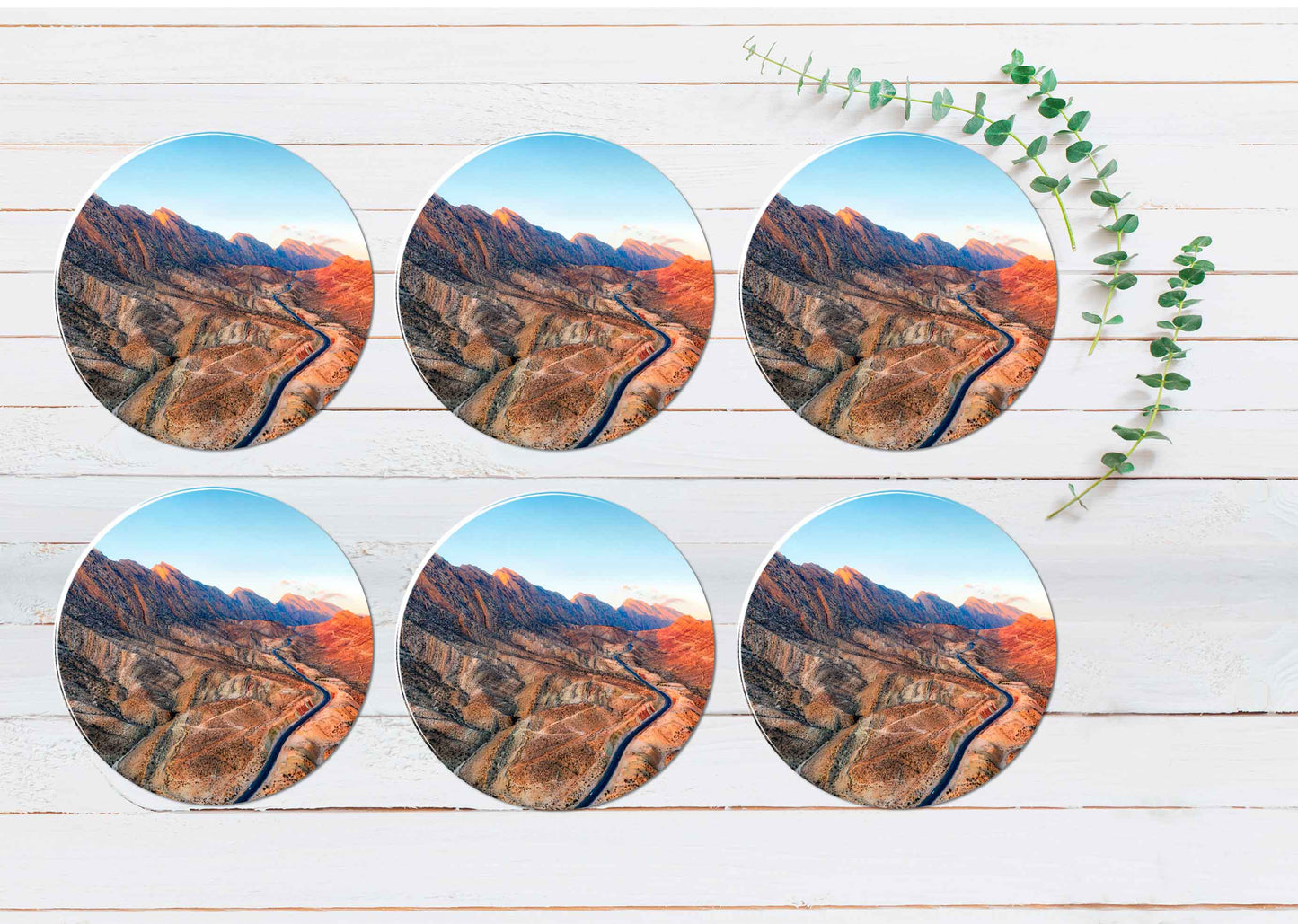 Road Through The Zagros Mountains Iran Coasters Wood & Rubber - Set of 6 Coasters