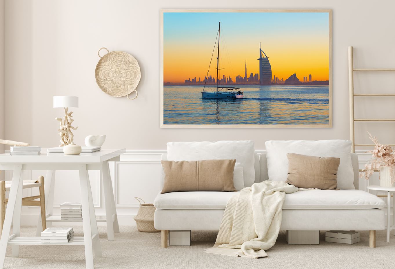 Boat Jumeirah Beach Sunset Photograph UAE Home Decor Premium Quality Poster Print Choose Your Sizes