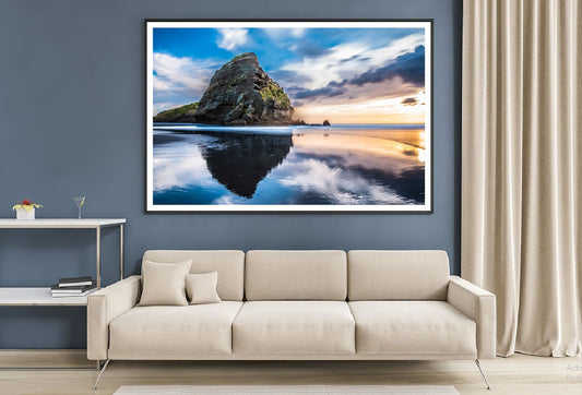 Taitomo Island Piha Beach Sunset Photograph Home Decor Premium Quality Poster Print Choose Your Sizes