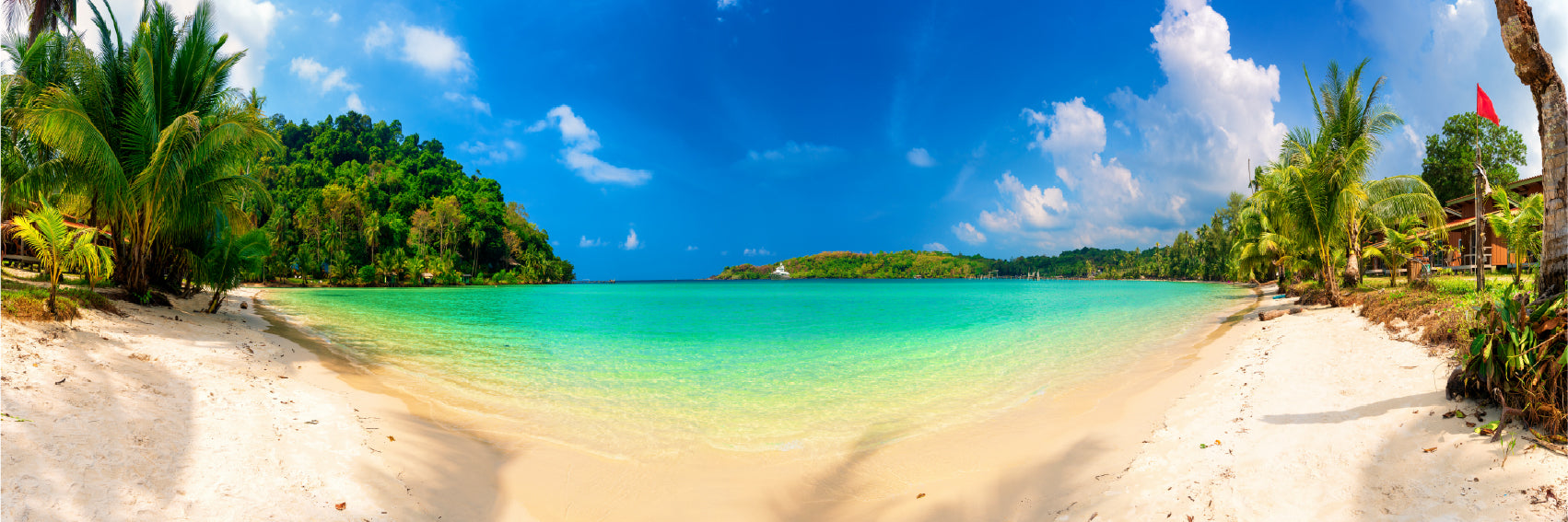 Panoramic Canvas Sandy Paradise Beach View Photographin High Quality 100% Australian Made Wall Canvas Print Ready to Hang
