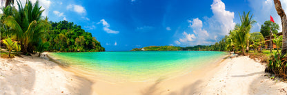 Panoramic Canvas Sandy Paradise Beach View Photographin High Quality 100% Australian Made Wall Canvas Print Ready to Hang