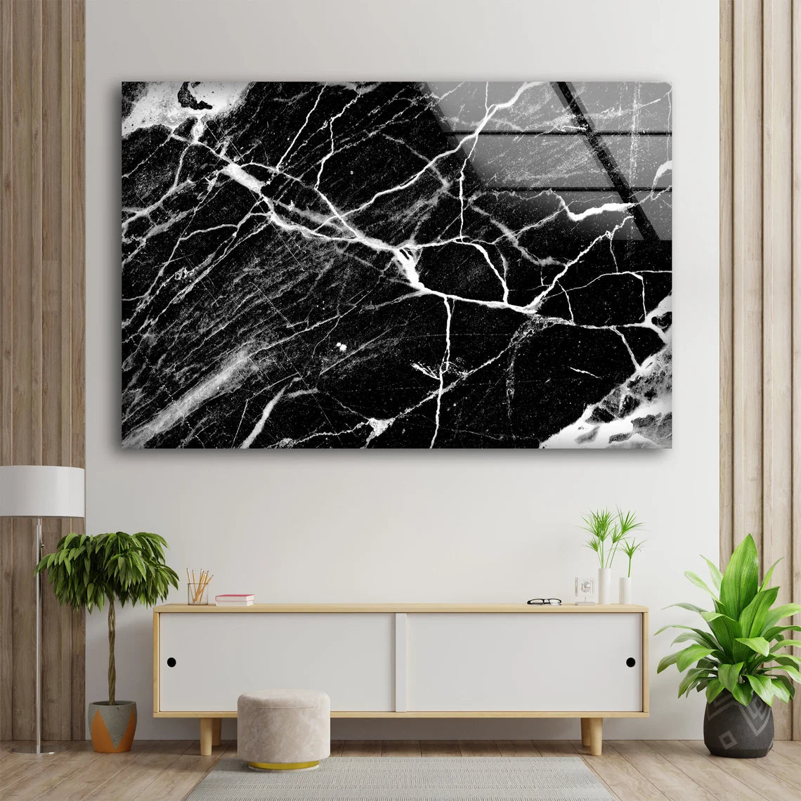 B&W Abstract Marble Design Acrylic Glass Print Tempered Glass Wall Art 100% Made in Australia Ready to Hang