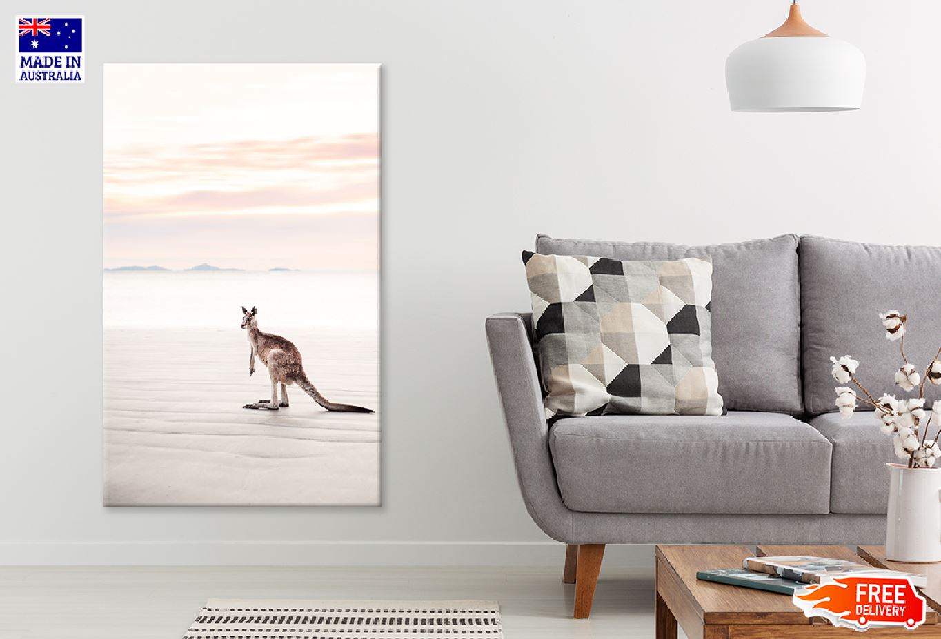 Lone Kangaroo on Queensland Beach Photograph Print 100% Australian Made