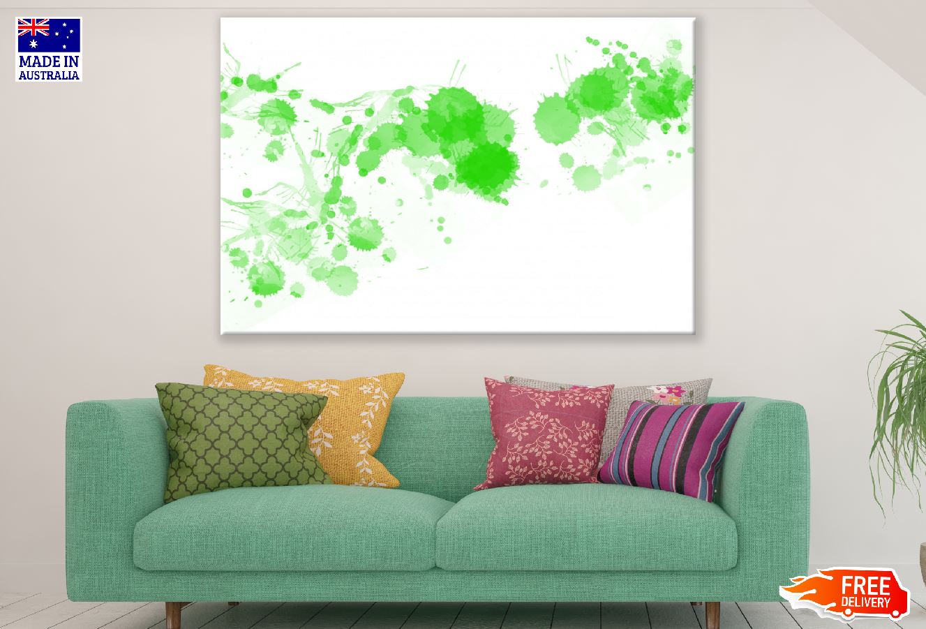 Green Spots Abstract Design Print 100% Australian Made