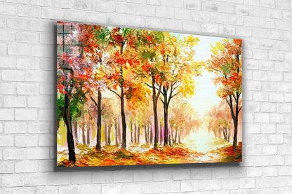 Autumn Trees Painting Print Tempered Glass Wall Art 100% Made in Australia Ready to Hang