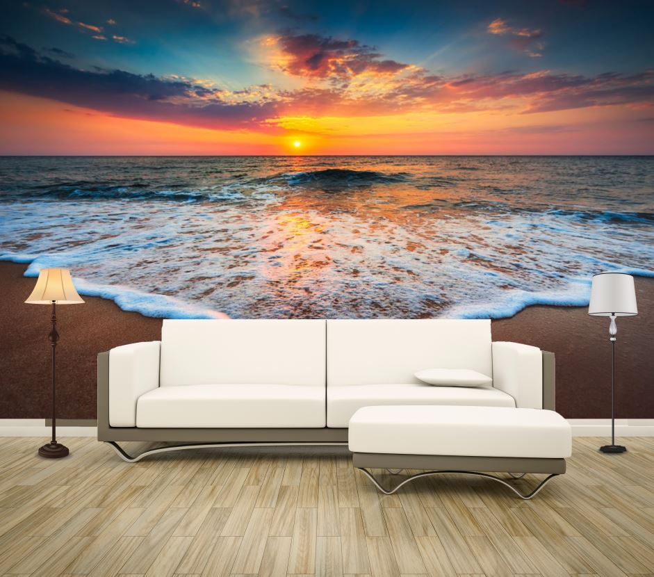 Wallpaper Murals Peel and Stick Removable Beach Sunset View High Quality