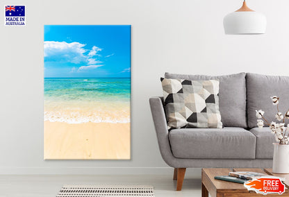 Empty Beach with Cloudy Blue Sky Photograph Print 100% Australian Made