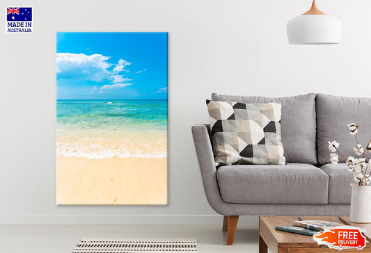 Empty Beach with Cloudy Blue Sky Photograph Print 100% Australian Made