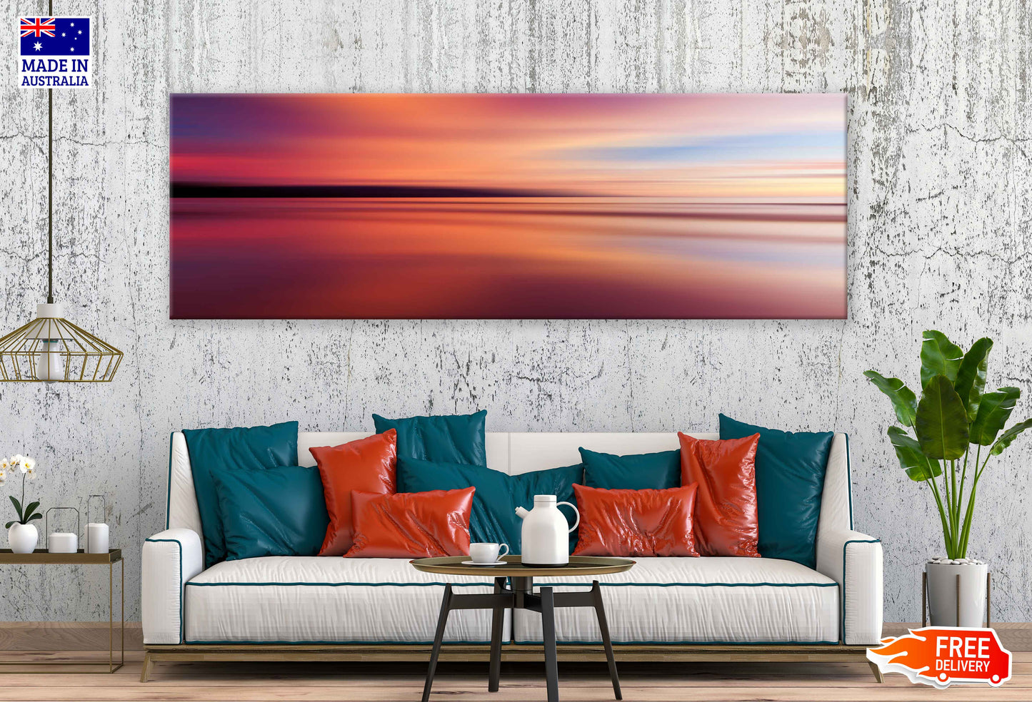 Panoramic Canvas Sunset Sky Scenery View Photograph High Quality 100% Australian Made Wall Canvas Print Ready to Hang