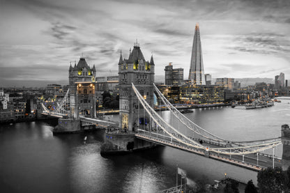 B&W London City with Lights View Photograph Print 100% Australian Made