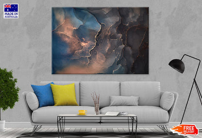Blue Black & Gold Abstract Design Print 100% Australian Made