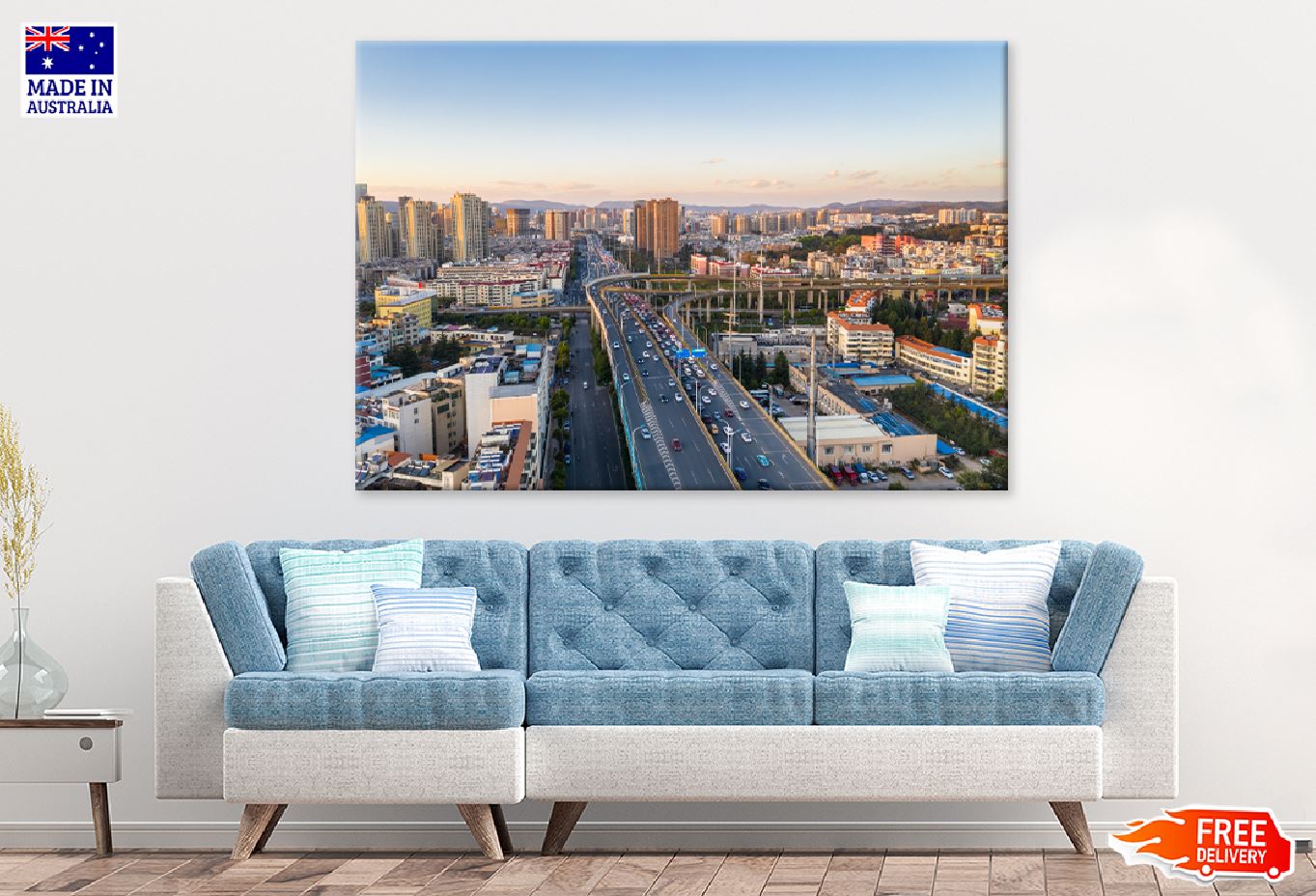 Elevated Road Kunming City Sunset View Photograph Print 100% Australian Made