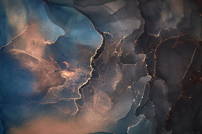 Blue Black & Gold Abstract Design Print 100% Australian Made
