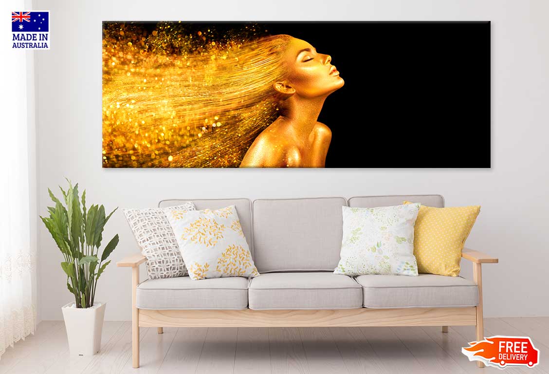 Panoramic Canvas Gold Hair Girl High Quality 100% Australian Made Wall Canvas Print Ready to Hang